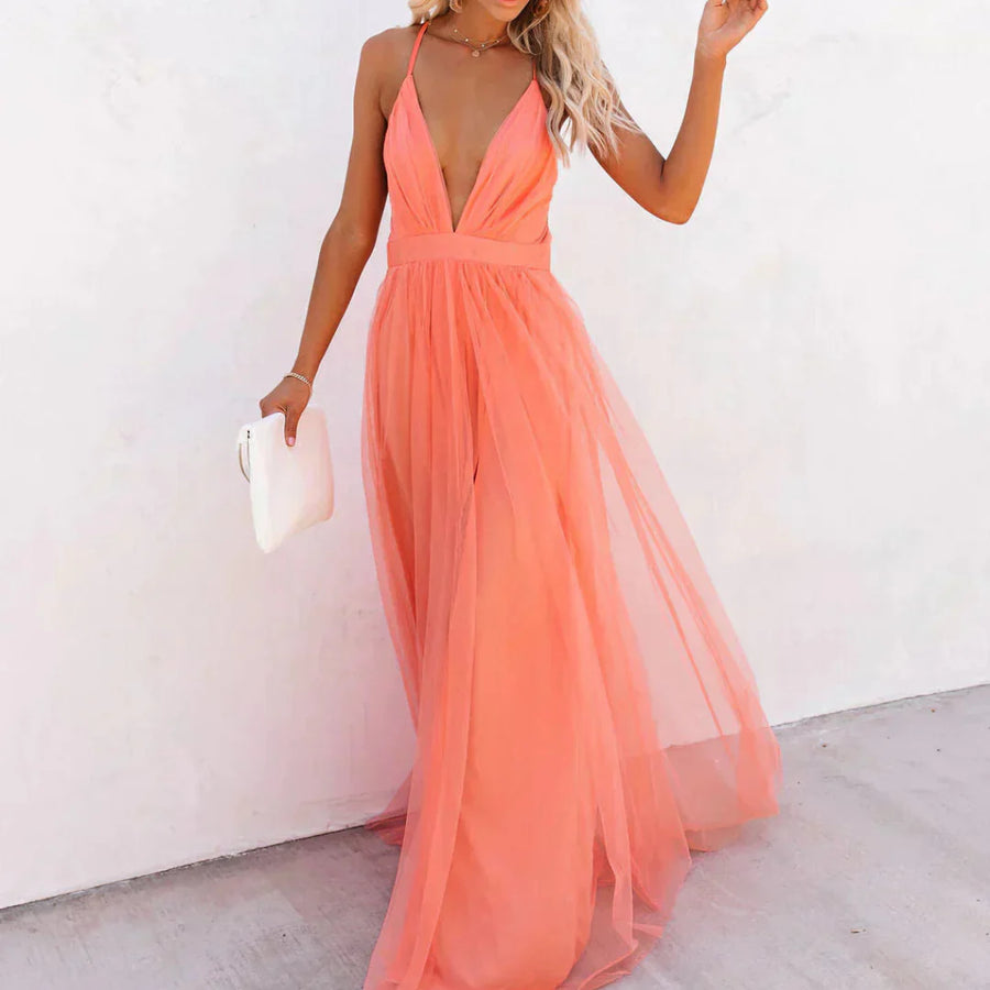 Vestito Lungo Corallo | Eleganza Fluida