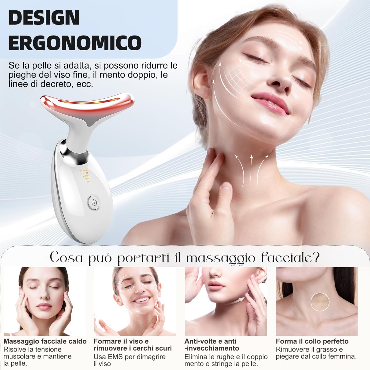 Massaggiatore Viso e Collo Anti-Età EMS
