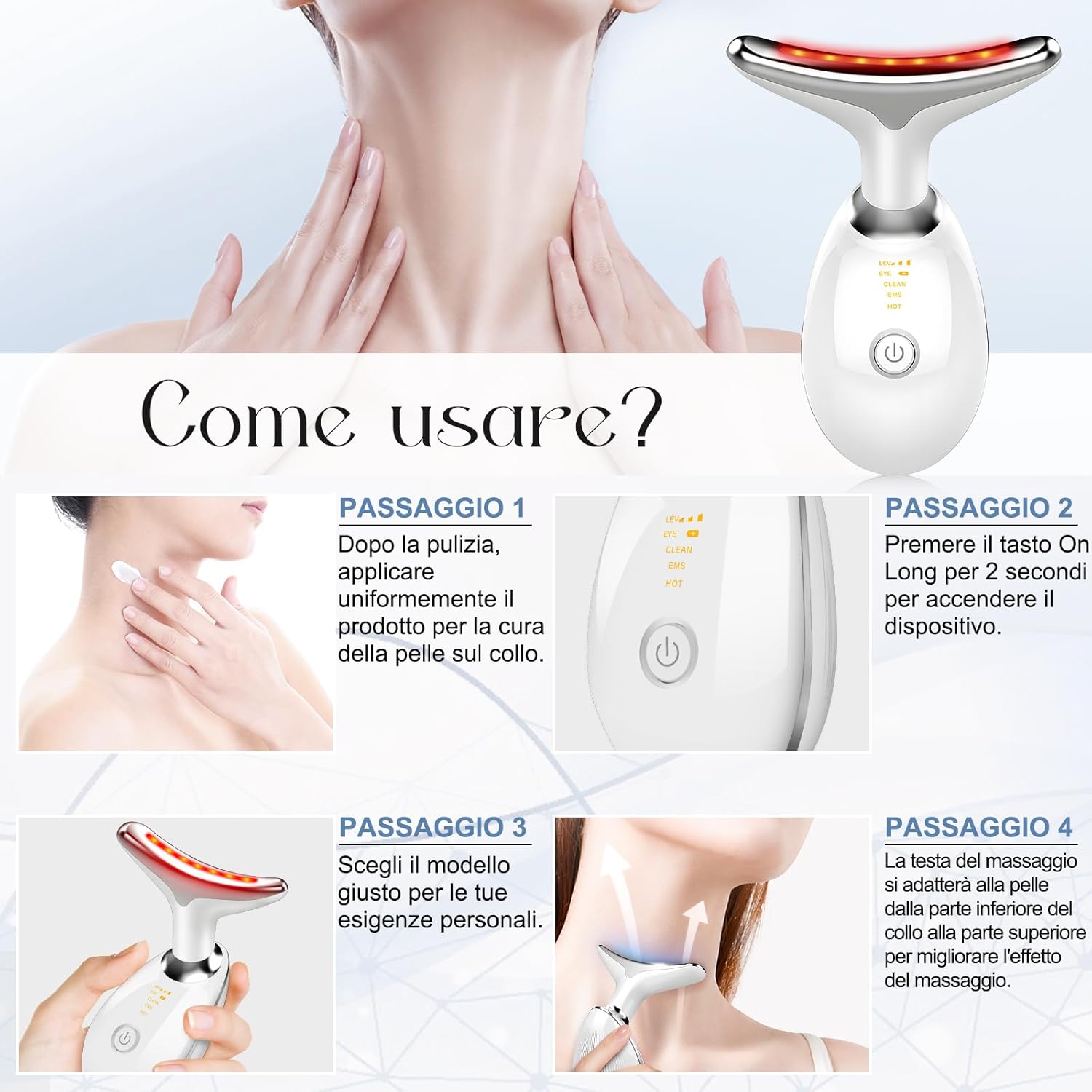 Massaggiatore Viso e Collo Anti-Età EMS